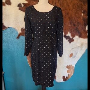 Michael B Ltd. Black Long Sleeve Dress With Gold Glitter Squares